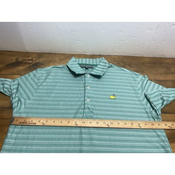 Masters Collection Augusta National Green Striped Golf Polo Shirt Men L Pima - Picture 6 of 8